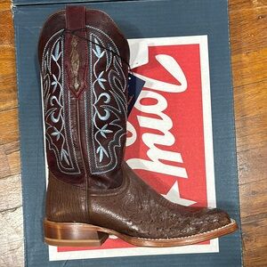 Tony Lama Brown Heeled Boots with Western Stitching